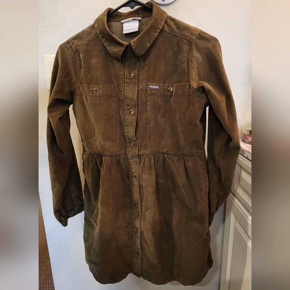 Girls Green Corduroy Dress